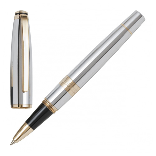 Cerruti 1881 Heritage Kugelschreiber – Schwarz-chrom, Blaue Tinte, 13,5 Cm, Edles Schreibgeschenk