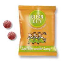 Saures Fruchtgummi in kompostierbarem Werbetütchen - Johannisbeere