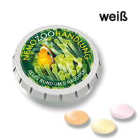 SUPER-MINI-Drück-mich-Dose mit mentos Classic Fruit (Erdbeere, Orange, Zitrone)