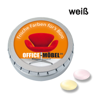 MINI-Drück-mich-Dose mit mentos Classic Fruit (Erdbeere, Orange, Zitrone)