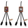 SCX.design C38 40W 5-in-1 Ladekabel aus rPET in quadratischem Bambusgehäuse mit Leuchtlogo